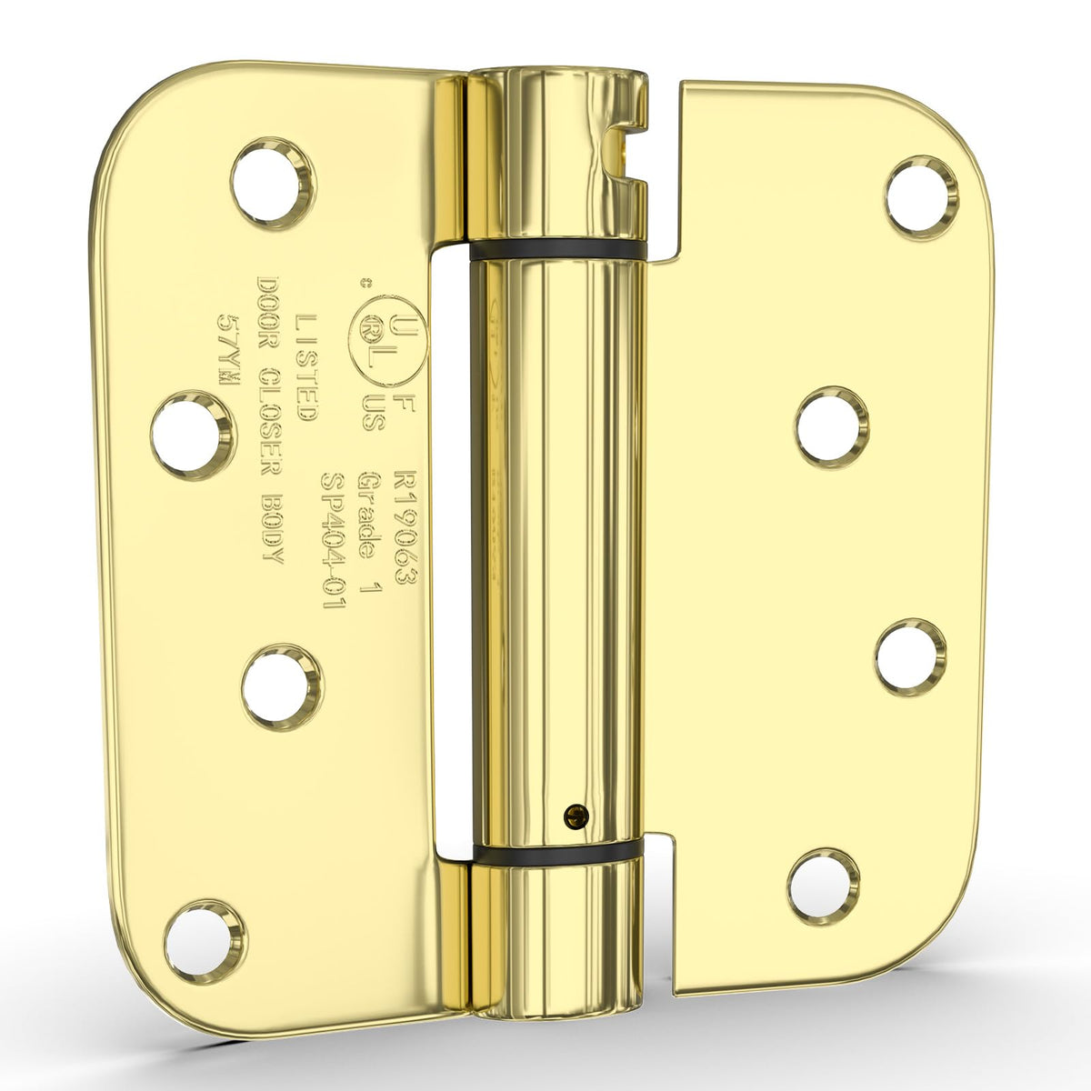 4 Pack Brass 4" Spring Door Hinges with 5/8" Radius Corners