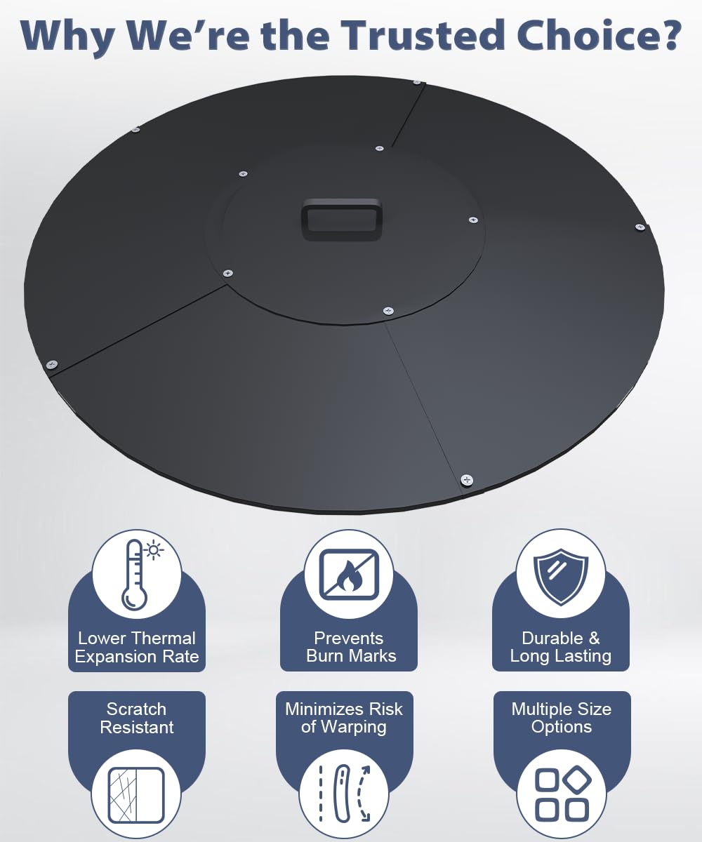 20" Round Fire Pit Lid Fits for Bonfire Pits up to 18", Metal Cover with Handle, All-Weather Resistance Outdoor