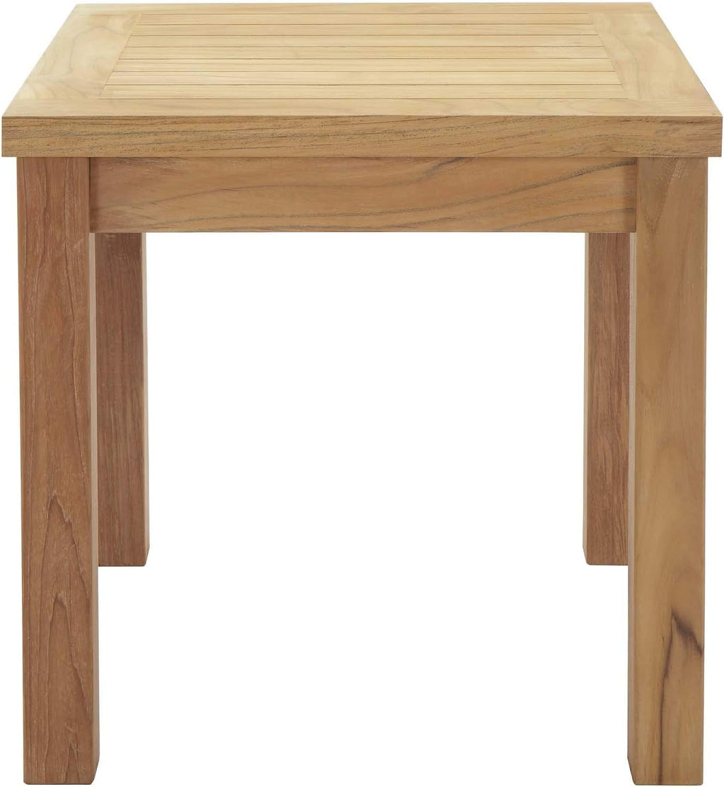 Marina Premium Grade A Teak Wood Outdoor Patio Square Side End Table in Natural