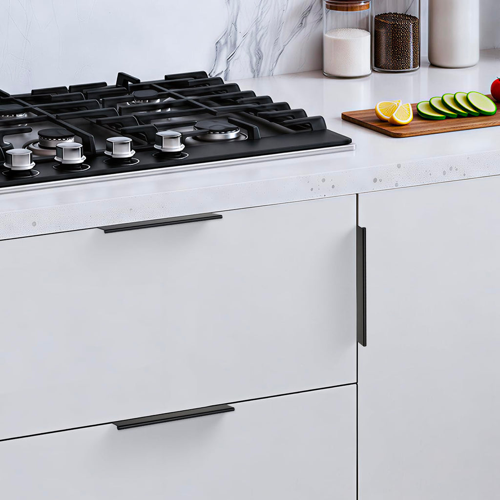 Matte Black Cabinet Pulls Finger Edge Pulls 6-1/4 Inch 30 Pack