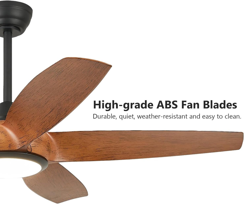 52-Inch Modern Indoor Outdoor Ceiling Fan with Lights and Remote