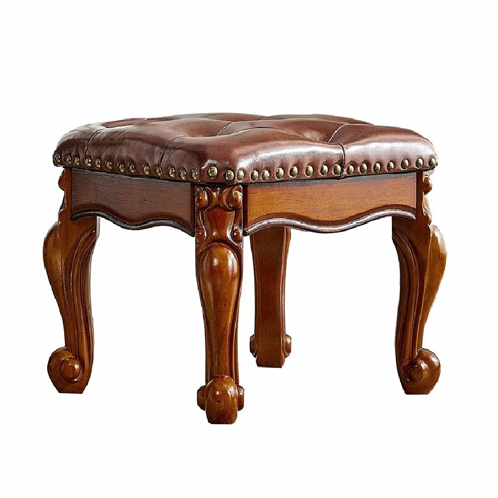 Foot Stool Ottoman with Microfiber Leather Cushion Footrest Sofa Stool, Foyer, Living Room, Bedroom, Simple Assembly