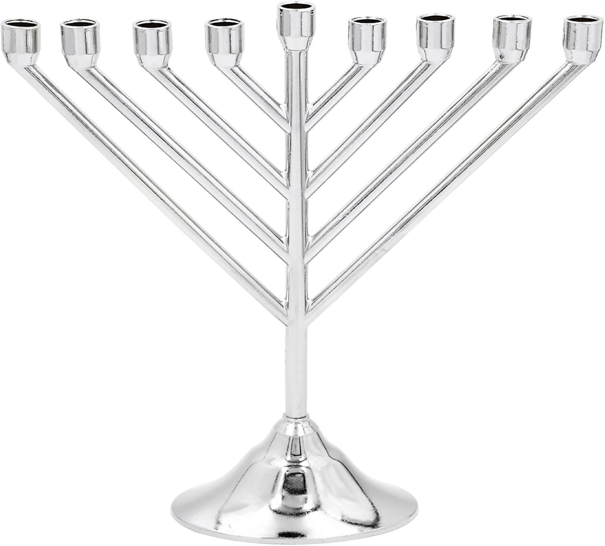Hanukkah Rambam Design Full Size 7 Inch Height Silver Chrome