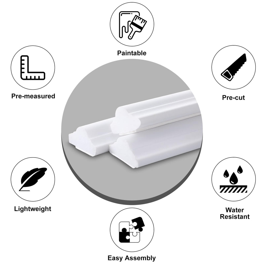 3set Peel and Stick Wall Molding Kit 3D Premade, 24x54in
