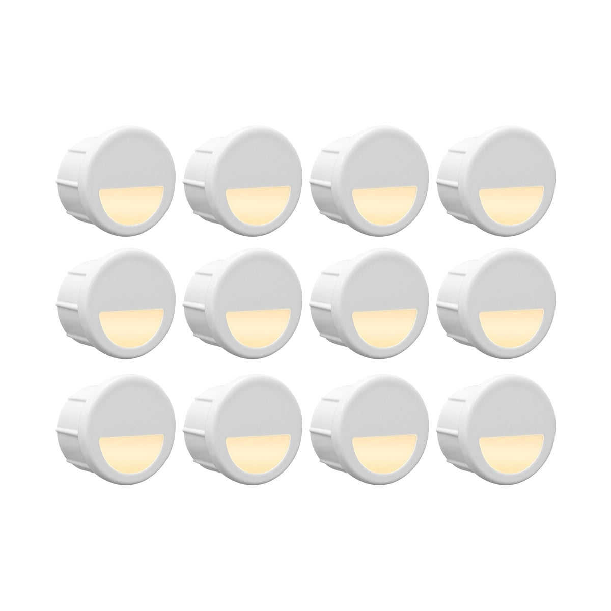 12 Pack Recessed Low Voltage Mini Size LED Step Riser Light, Φ1 Halfmoon Landscape Lighting for Outdoor Deck Stair