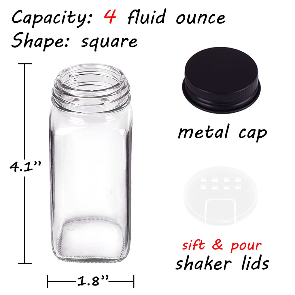 48 Pack Glass Spice Jars with Labels, 4oz Spice Containers