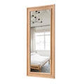20"x55" Rattan Wall Mirror, Nature Long Rattan Full Length Mirror, Wicker Full Body Mirror, Rustic Rectangle Wood