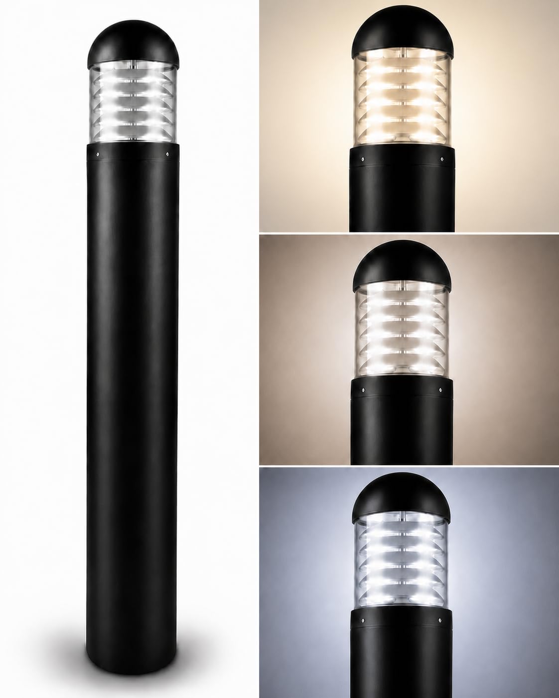 Bollard Light 40", 120-277V, 20W, 3CCT 3000-5000 Kelvin, Louvered Dome