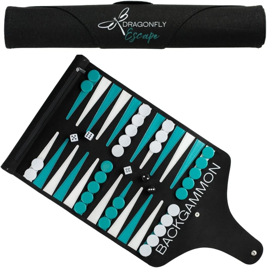 Travel Backgammon Game | Lightweight Roll-up Backgammon Set | Travel Backgammon Sets for Adults | Portable