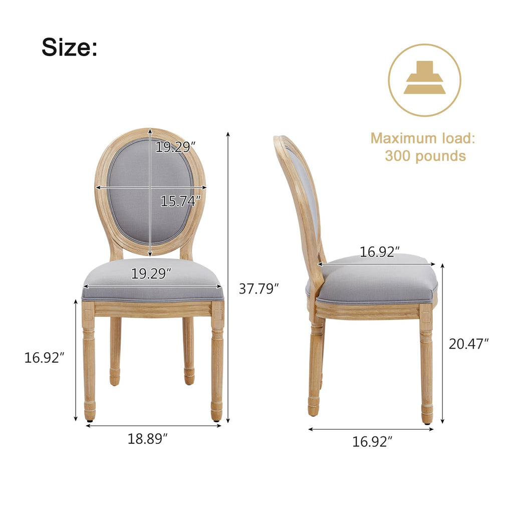 French Dining Chairs Set of 6, French Country Dining Chairs, Vintage Farmhouse Dining Chair with Round Back, Solid