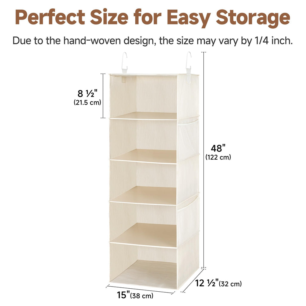 Hanging Closet Organizer for Small Closets, 5 Shelf
