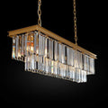Gold Rectangular Linear Crystal Chandelier, Luxe Island Light for Dining Tables