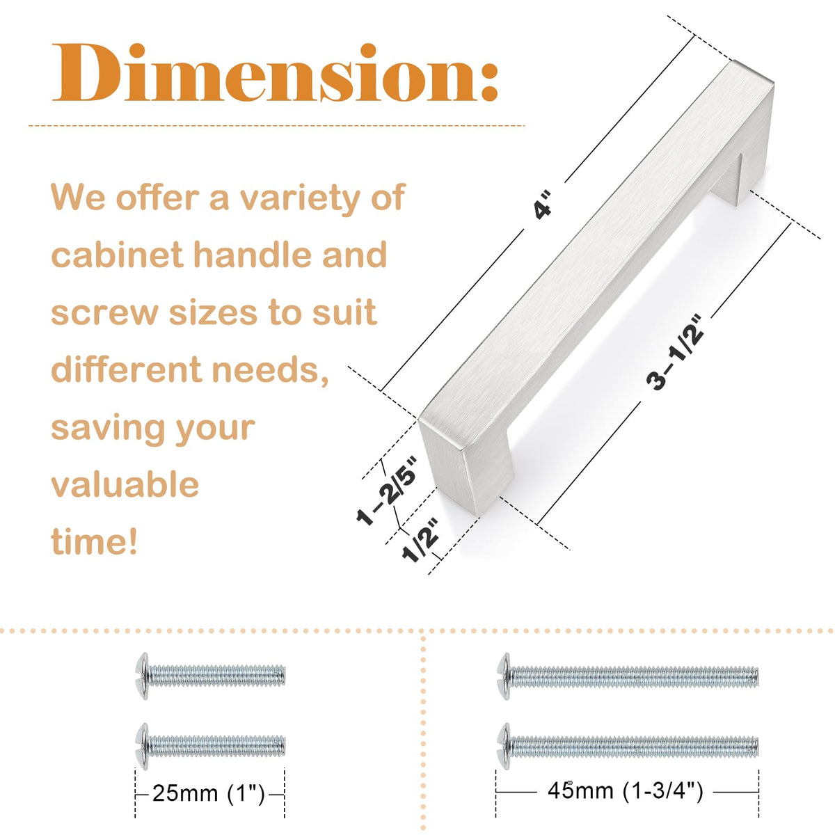 30 Pack 4 Inch Kitchen Cabinet Handles, Stainless Steel Brushed Nickel Dresser Drawer Handles, Modern Square Cupboard