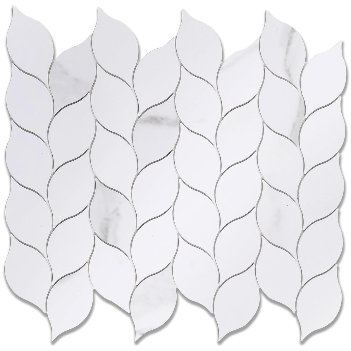 10-Sheet Peel and Stick Backsplash Tile , Self-Adhesive Mosaic Glossy Leaf Stick on Wall Tile with Gaps (Calacatta
