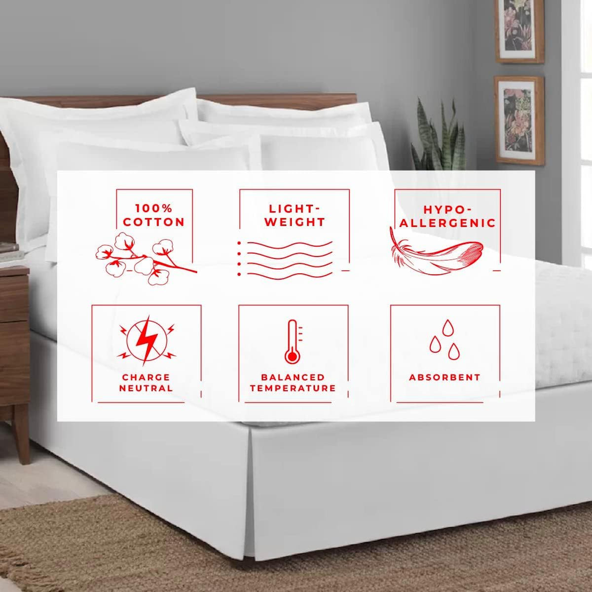 Beddings Split Corner Bed Skirt 18 Inch Drop 100% Natural Cotton Wrinkle and Fade Resistant