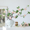 Artificial Flowers, 2pcs Fake Cherry Blossom Branches 31 Inch Long Stem Silk Flowers for DIY Vase Home Hotel Office