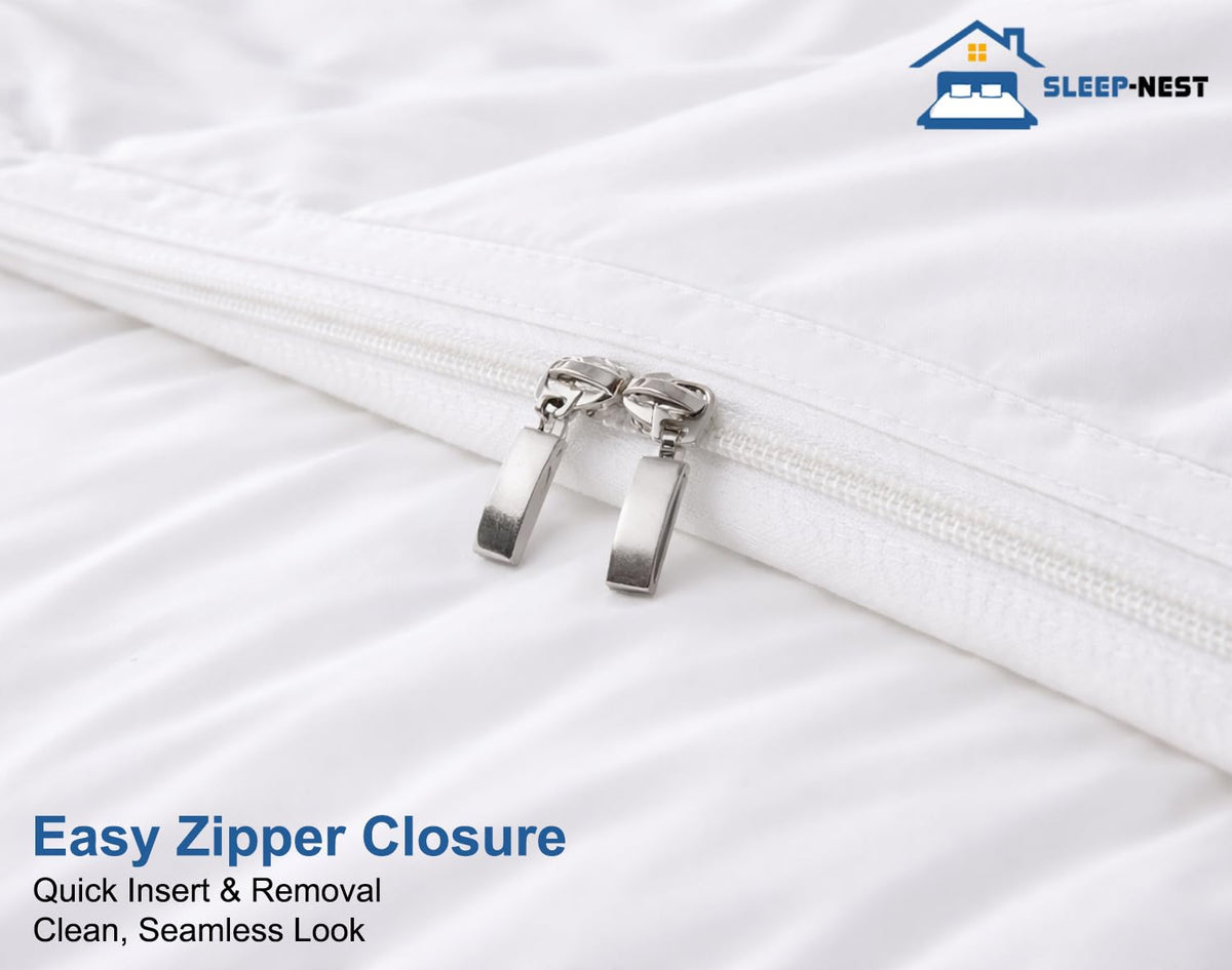 Hotel Luxury 104 x 98 Size Duvet Cover Set - 100% Egyptian Cotton, Soft & Breathable Bedding, Zipper