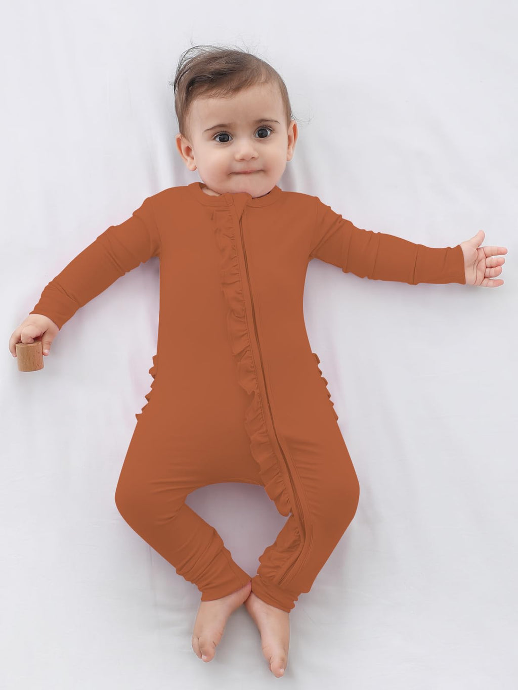 Baby Rayon of Bamboo Long Sleeve Double Zipper Footless Romper Newborn