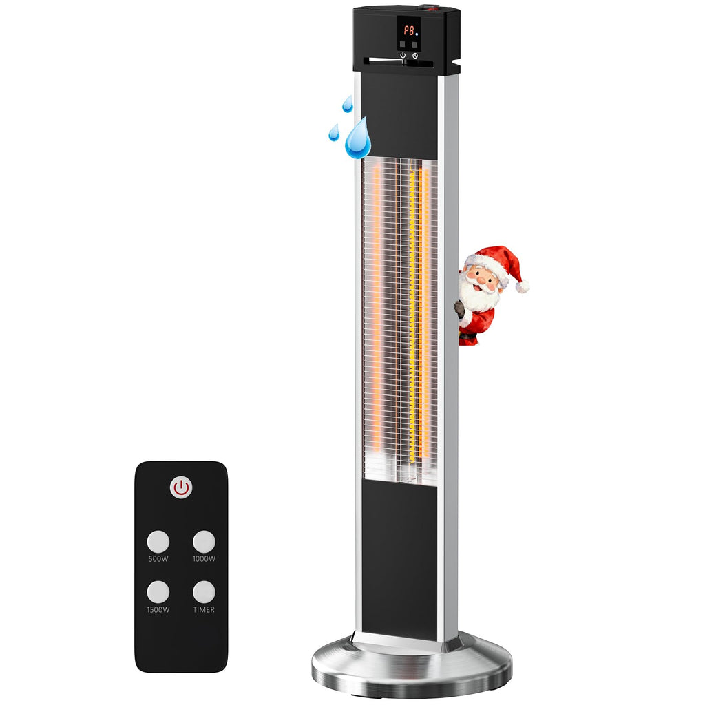 Patio Heater, Outdoor Backyard Garden Porch Infrared Deck Electric heater, Portable Carbon Fiber Freestand with