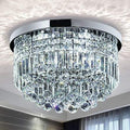 9-Light Modern K9 Crystal Flush Mount Chandelier for Low-Ceiling Living Rooms