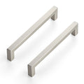 Brushed Nickel Square Cabinet Handles & Pulls 6-1/4 Inch 10 Pack