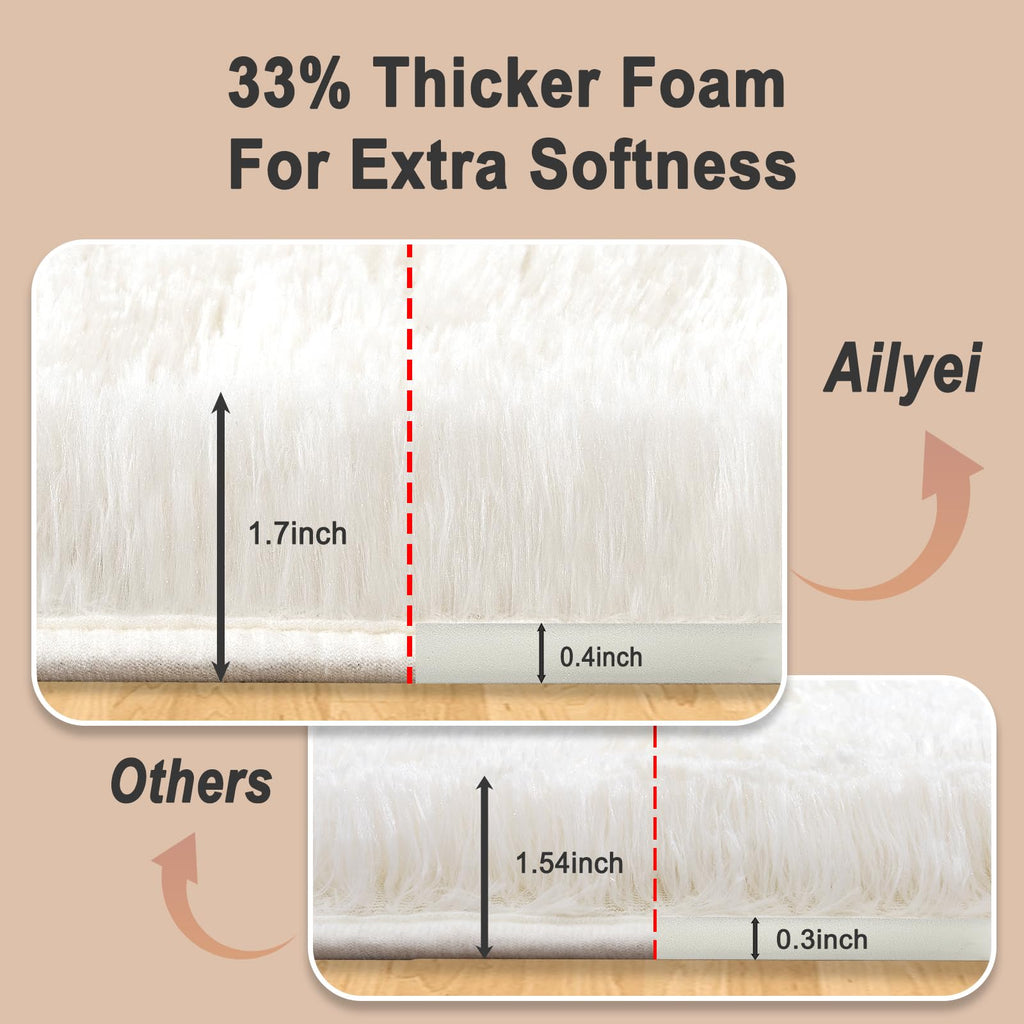 Ultra Soft Runner Rugs Hallways with Upgraded Non-Slip Rubber Backing & Thick Memory Sponge, 2x8 Feet Fluffy Shag