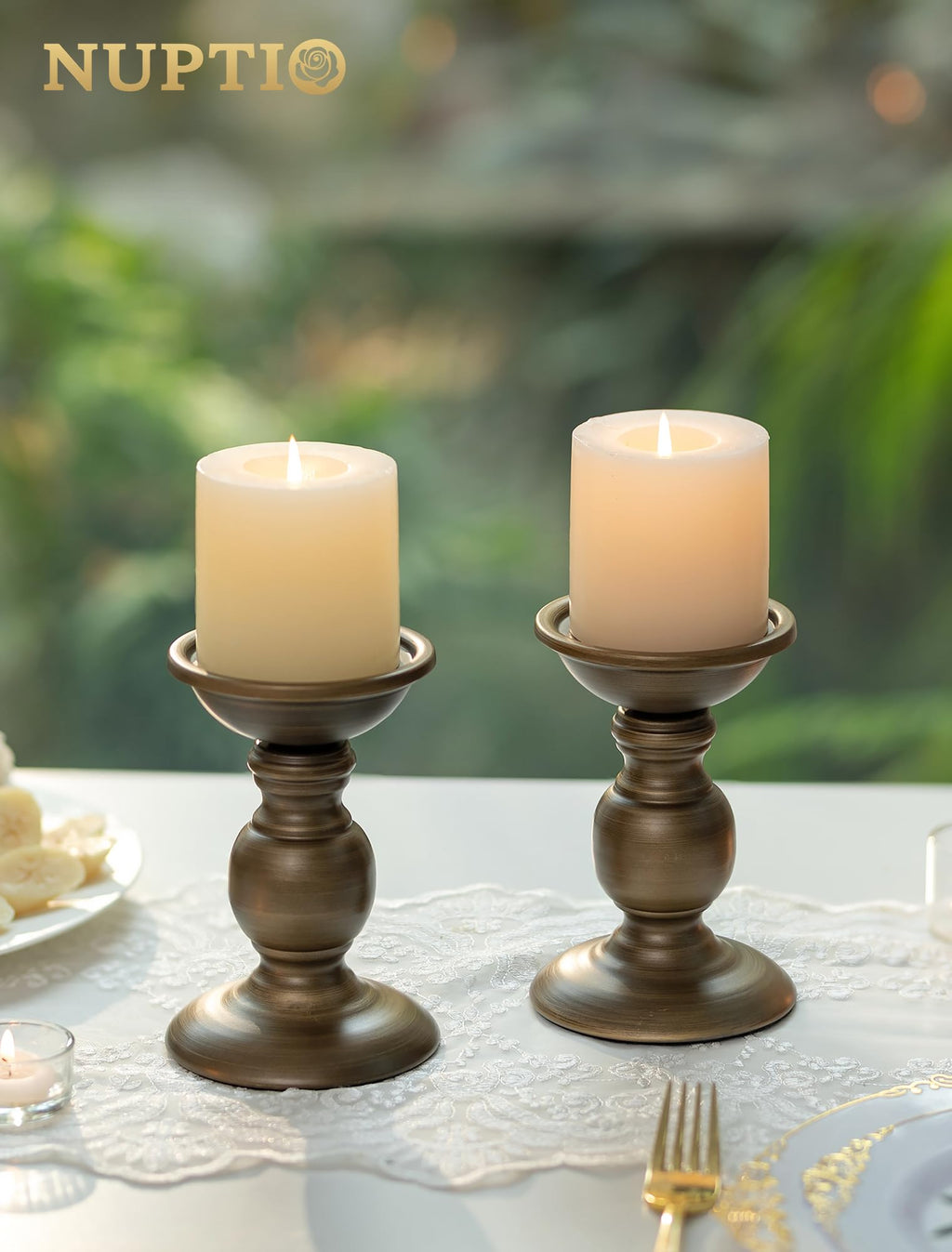 Bronze Candle Holder for Pillars: Candle Stand for 3 inches Candles
