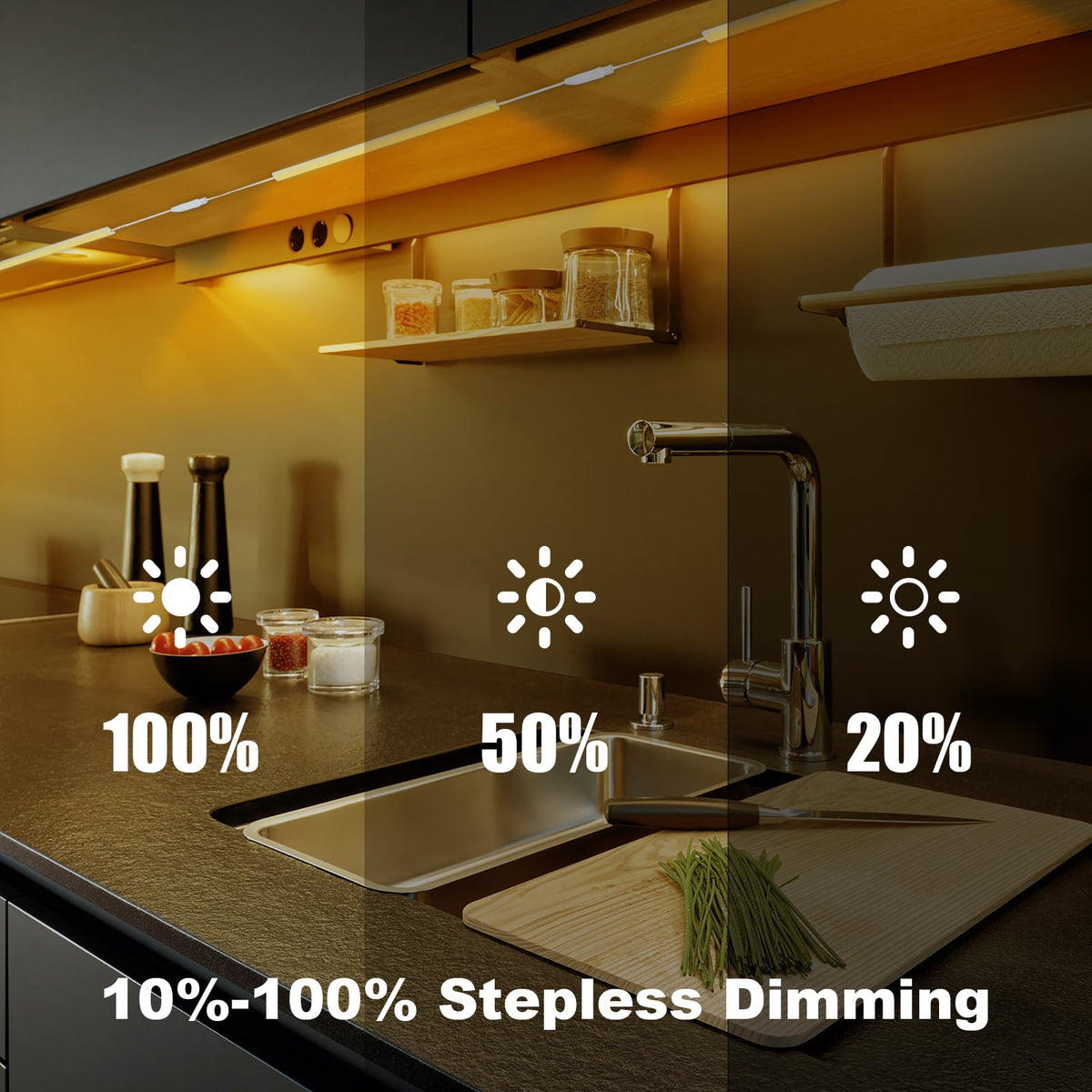 6PCS x 12 Inch Under Cabinet Lights Plug-in, Warm White 3000K Dimmable LED Under Cabinet Lighting, Under Counter