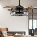 36" Caged Retractable Ceiling Fan with Remote