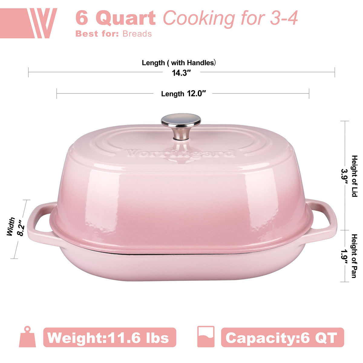 Enameled Cast Iron Dutch Oven Pot with Dome Lid, Oval Bread Oven made Sourdough Bread Baking, Oven Safe up to 500°F