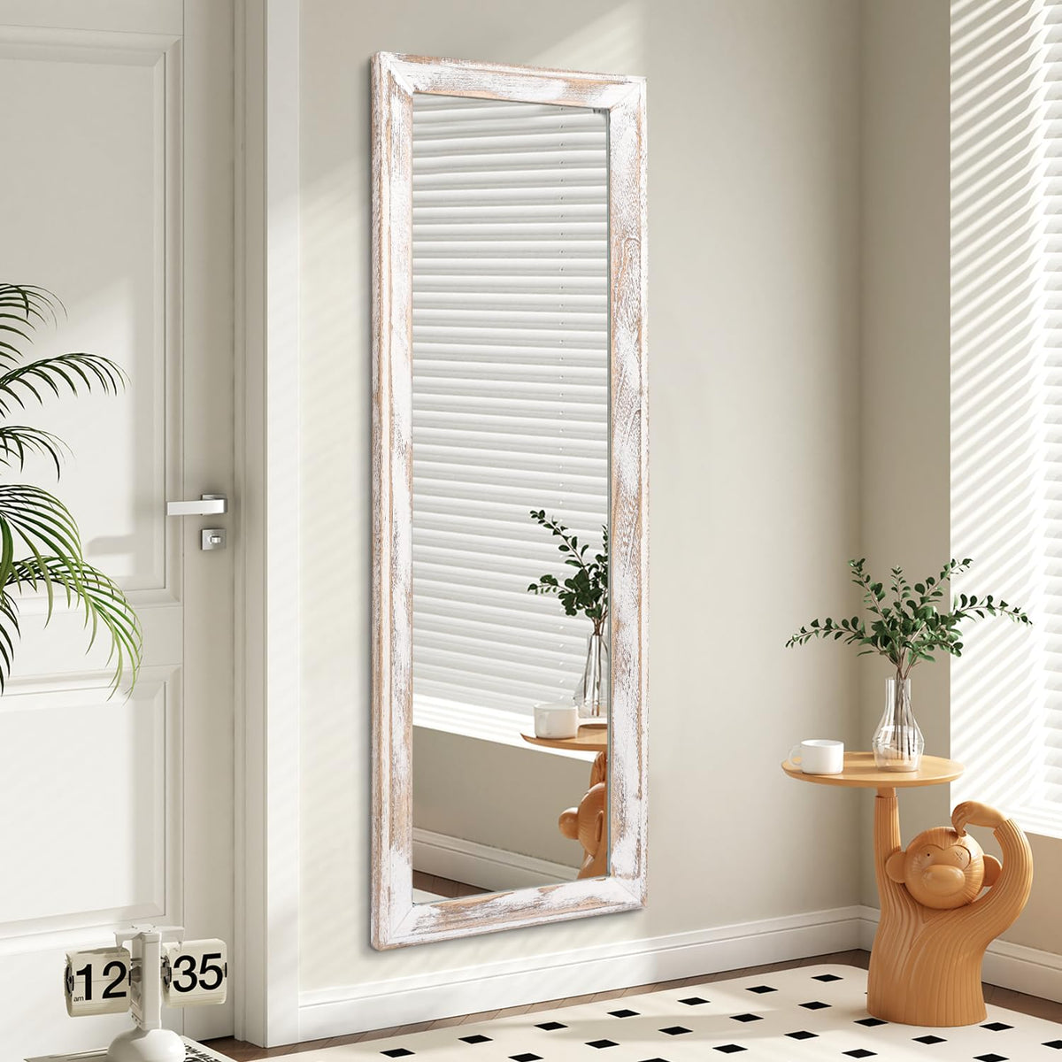 Wall Mirror Full Length with Wood Frame 65"x22" Rustic Large Full Body Mirrors Decorative Living Room Bathroom