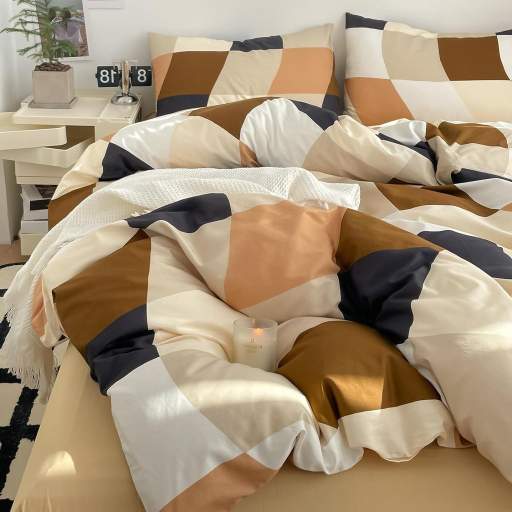 Checkerd Comforter Set Buffalo Plaid Bedding Set Men Women Modern Chic Grid Bed Blanket White Black Plaid