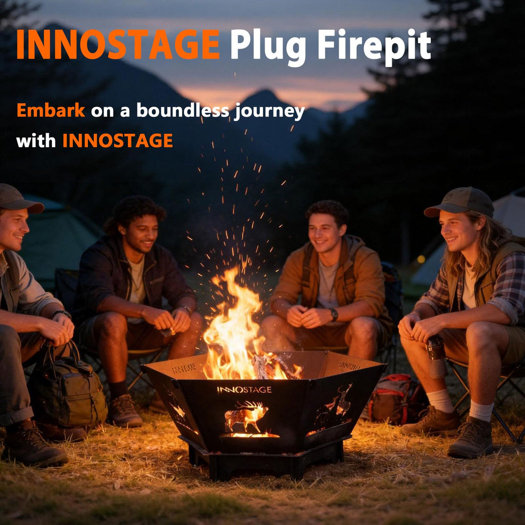 37Inch Collapsible Fire Pit for Camping with Tote Bag