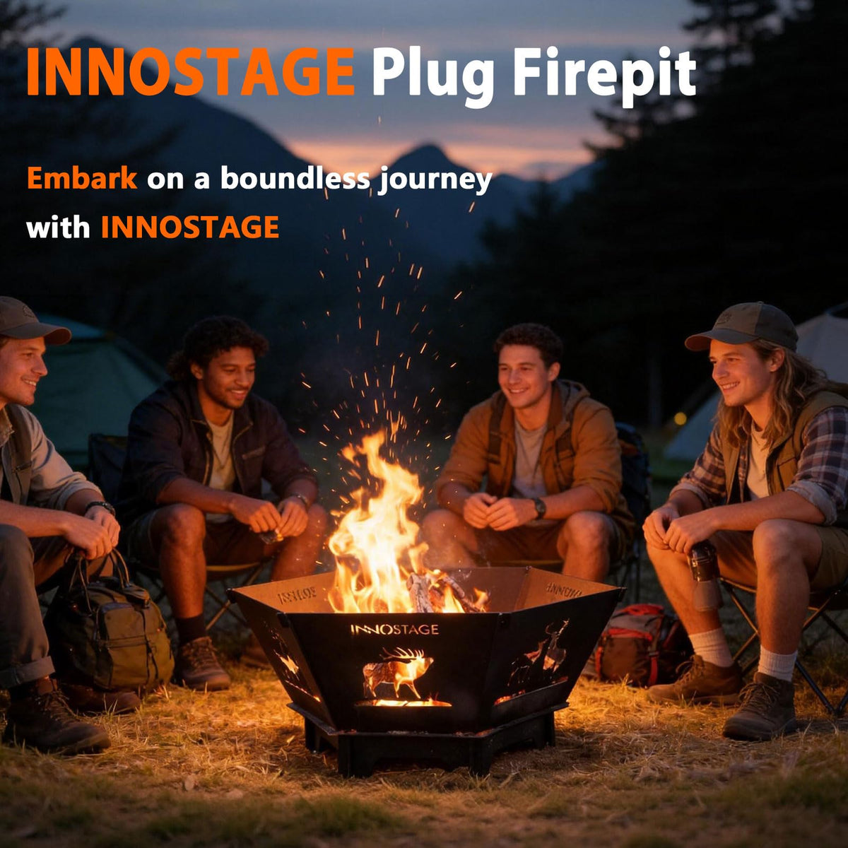 37Inch Collapsible Fire Pit for Camping with Tote Bag