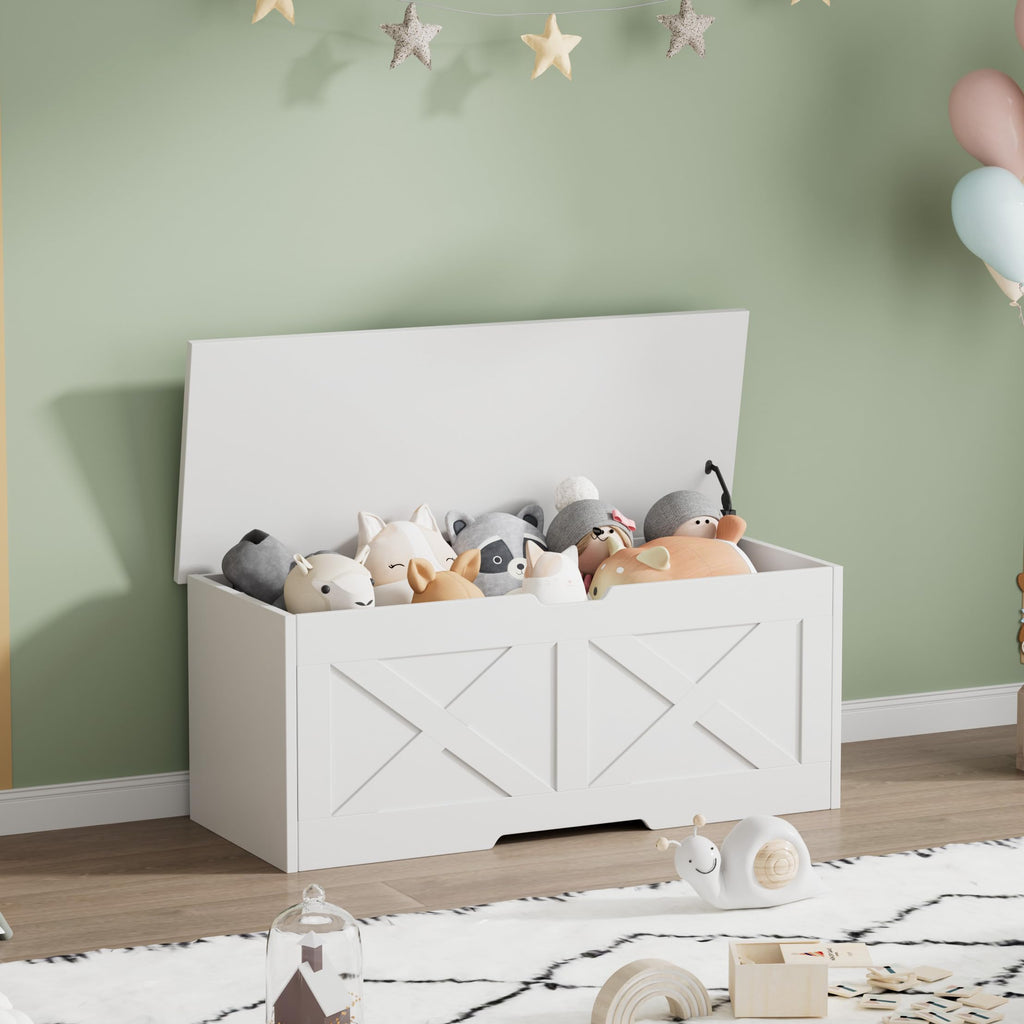 39.4" Large Wooden Storage Chest, Farmhouse Storage Bench