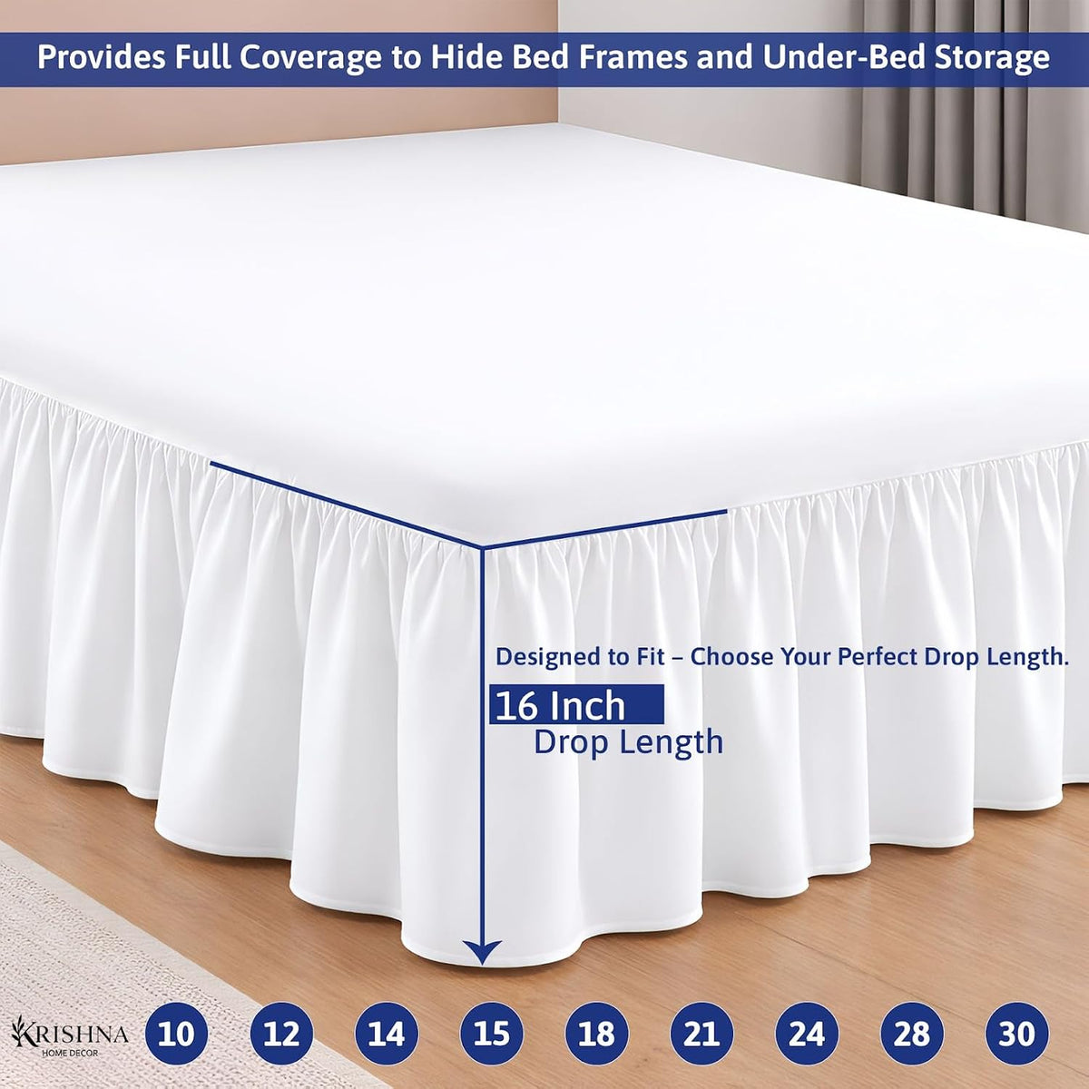 Ruffled Bed Skirt with Split Corners Queen, 100% Microfiber Hotel Quality, 14 Inch Drop Dust Ruffle Gathered Bedskirt
