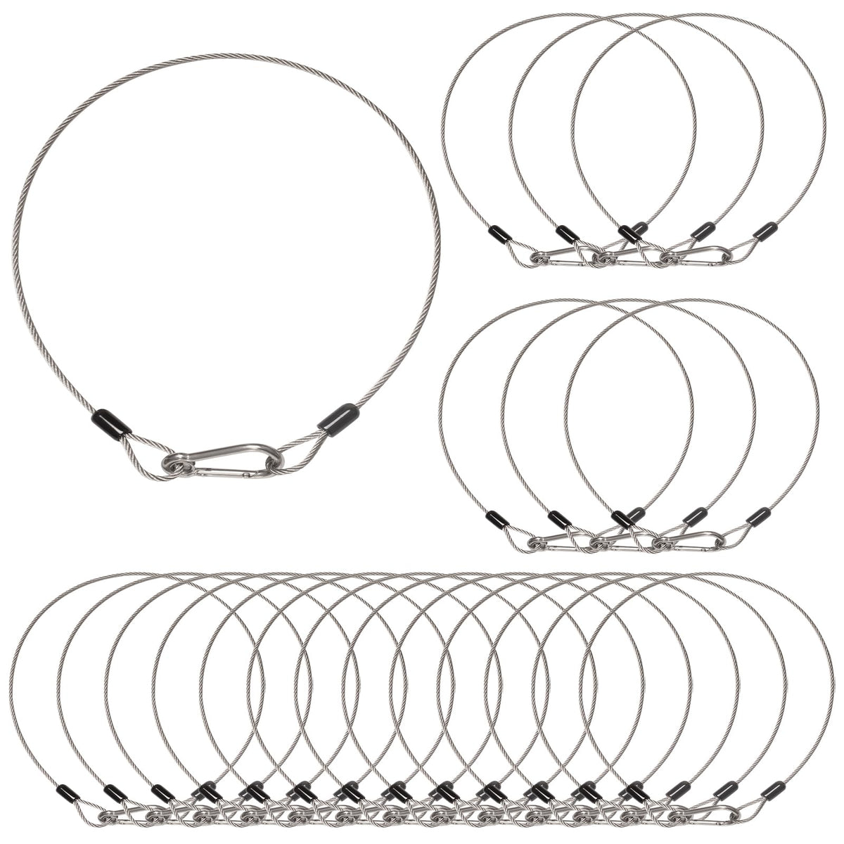 20 Pack Stage Light Safety Cables for Stage DJ Party Lights Thickened 1/8 Diameter Stainless Steel Security Cable