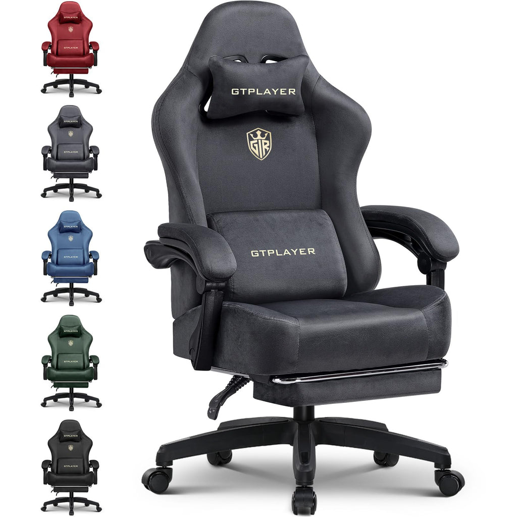 Gaming Chair Fabric with Pocket Spring Cushion, Big and Tall Gamings Chairs High Back Computer Chair with