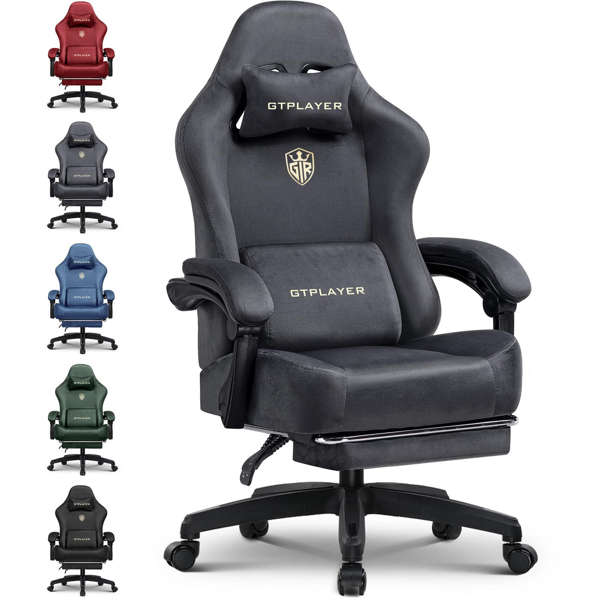 Gaming Chair Fabric with Pocket Spring Cushion, Big and Tall Gamings Chairs High Back Computer Chair with