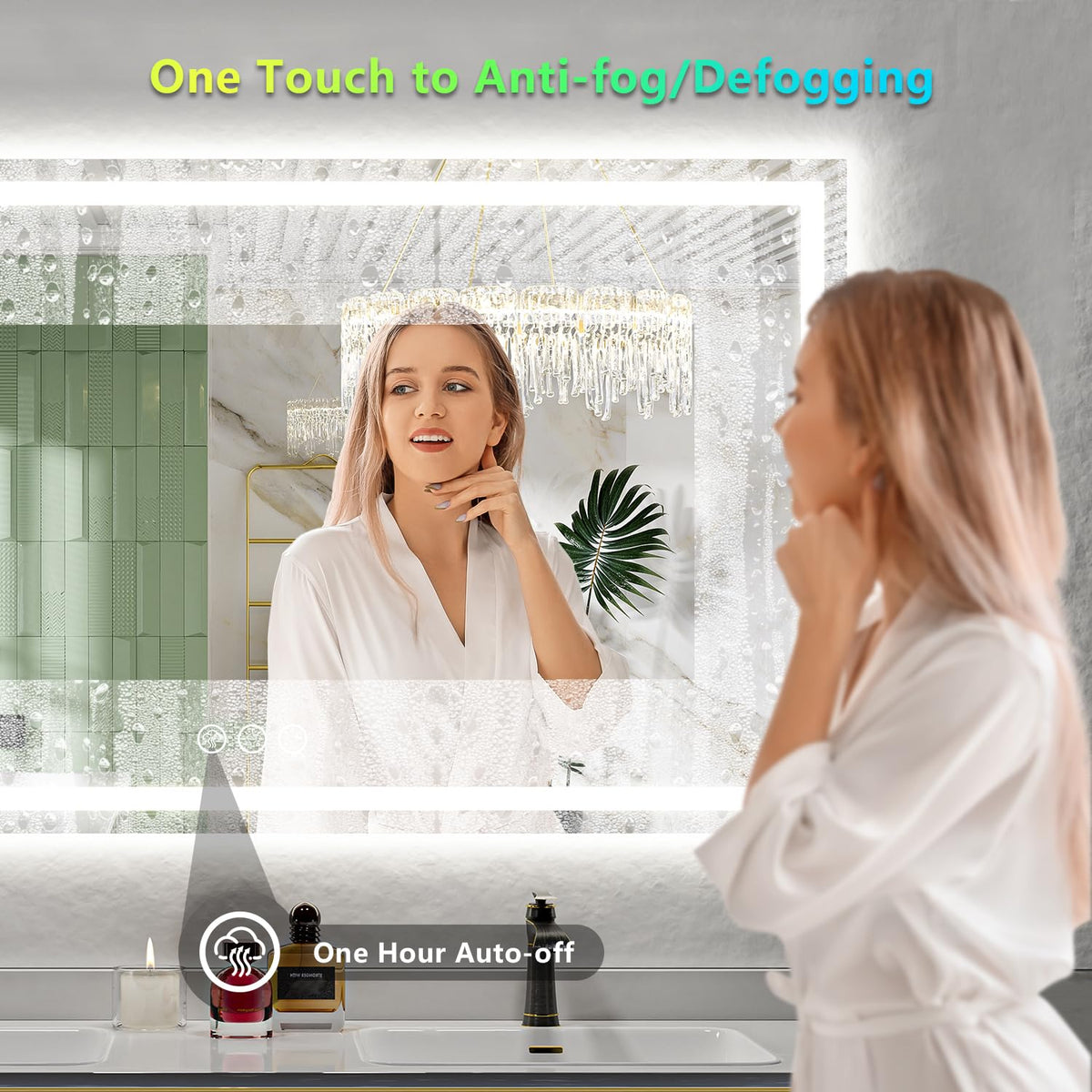 65x36 LED Bathroom Mirror with Lights, RGB Backlit Lighted Mirror
