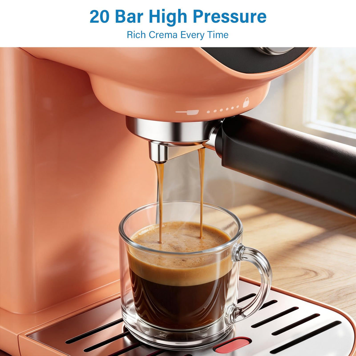 Espresso Machine, Compact Espresso Maker with Milk Frother, Orange