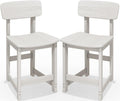 Outdoor Bar Stools Set of 2, All Weather HDPE 25" Counter Height Bar Stools with Back, Outdoor Armless Barstools