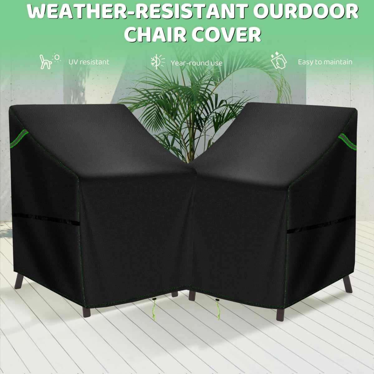 Adirondack Chair Cover, Patio Rocking Chair Covers Waterproof 2 Pack, 420D Swivel Chair Covers for Outdoor Furniture