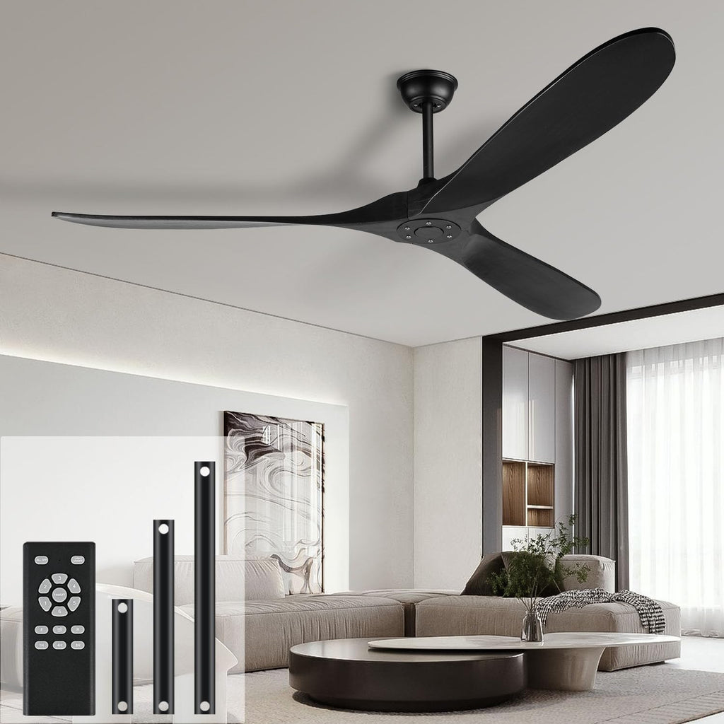 72" Black Indoor/Outdoor Ceiling Fan, No Light