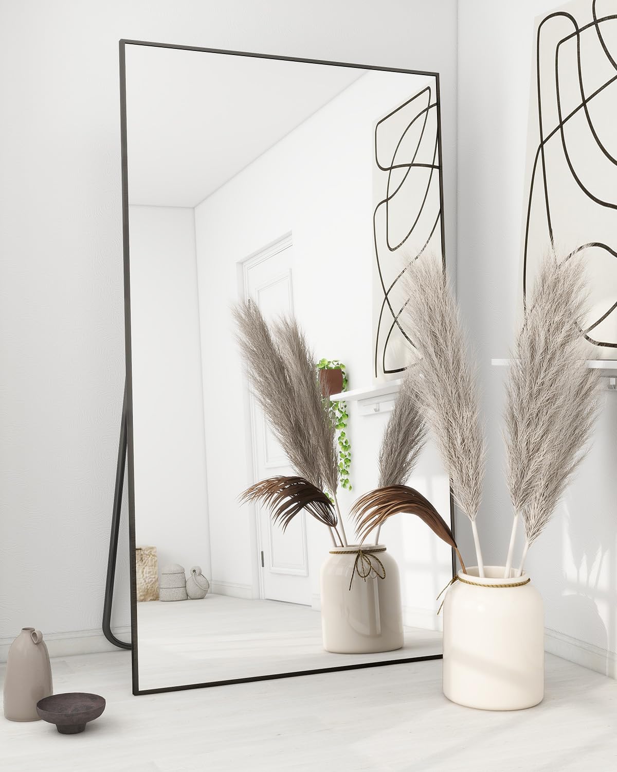 76"x34" Floor Mirror Full Length, Large Black Mirror