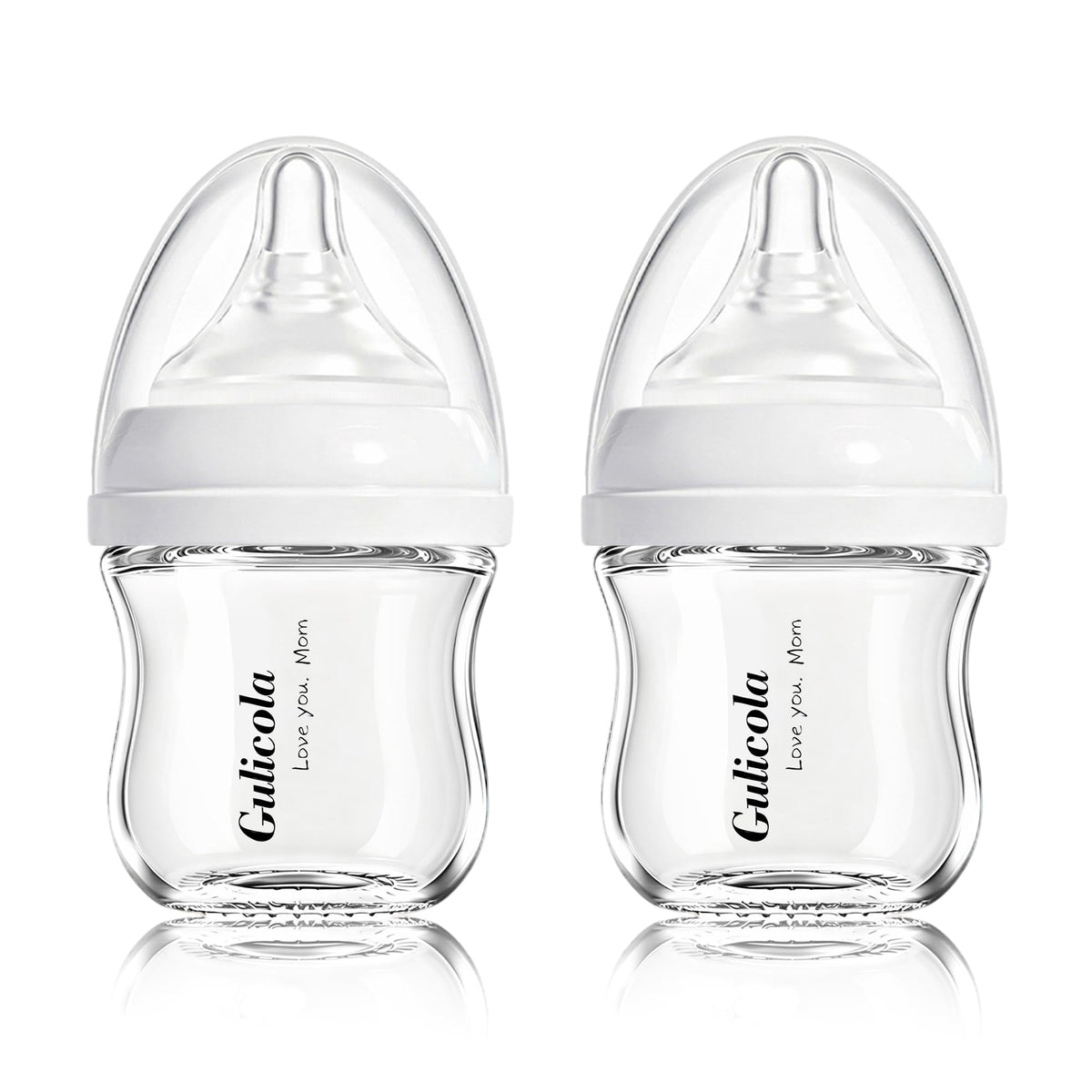 Small Glass Baby Bottle for Newborn Breastfeeding Babies, Preemie & Extra Slow Flow Nipples (SS), Anti-Colic