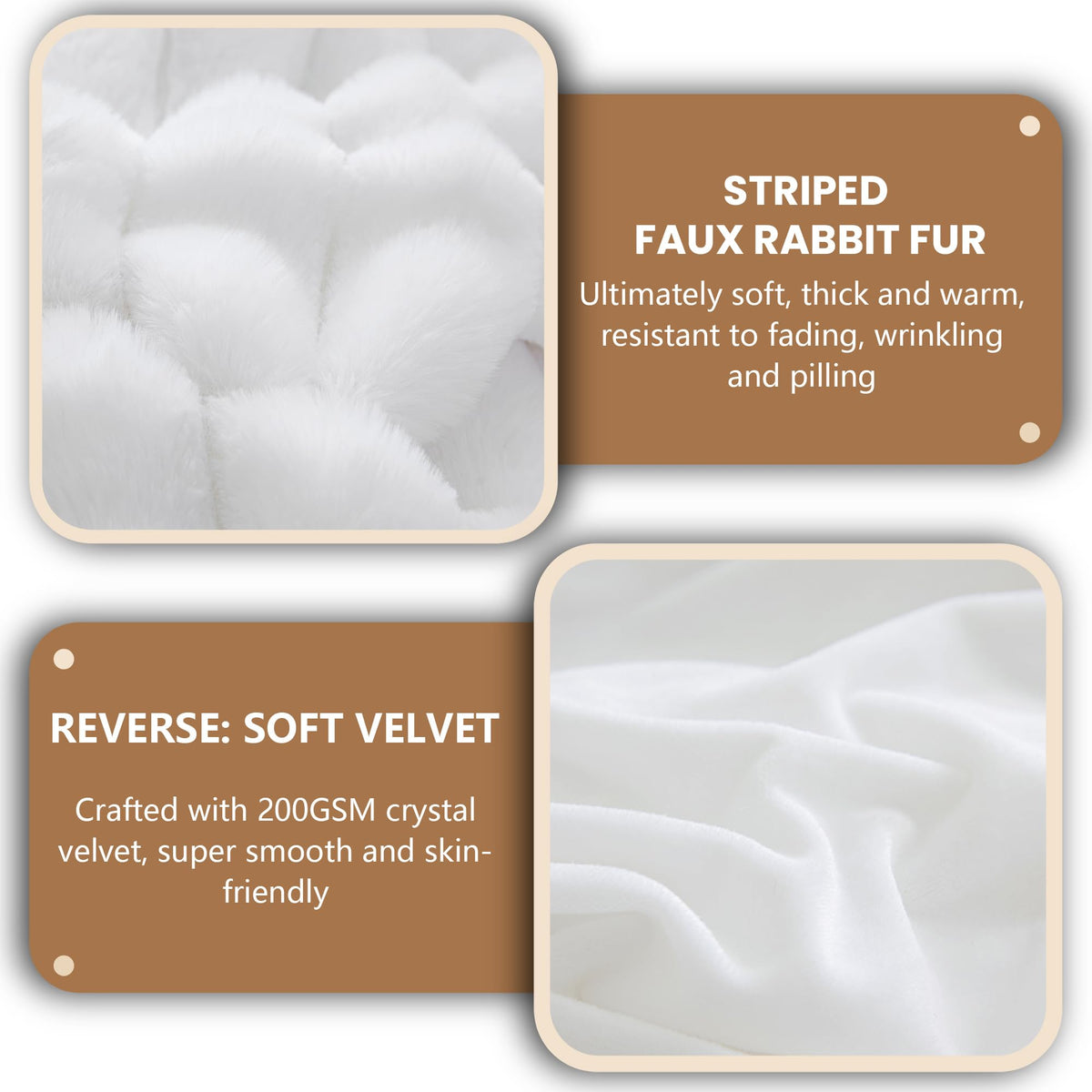 Fluffy Ribbed Faux Rabbit Fur Duvet Cover Set 2 PCS, White