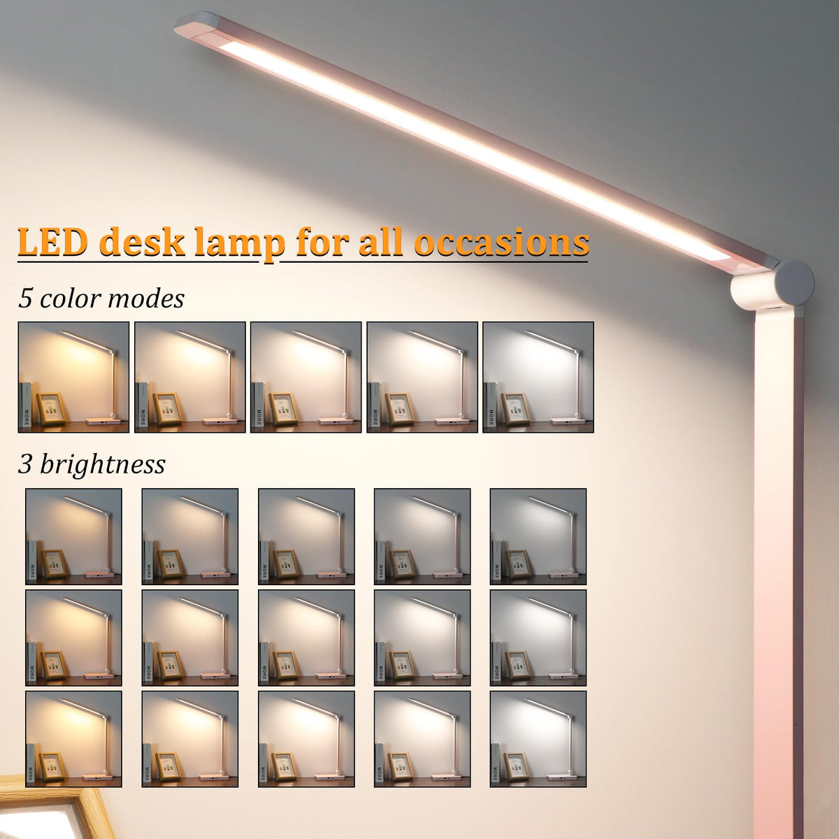 LED Desk Lamp with USB Ports,Touch Desk Lamps with 5 Modes