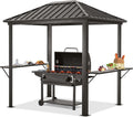 6x8 Grill Hardtop Gazebo - Outdoor Permanent Barbecue Gazebo with Galvanized Steel Roof