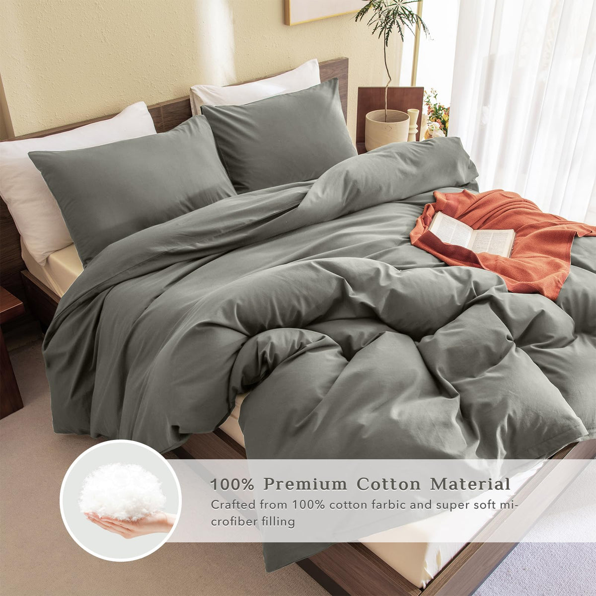 Green King Size Comforter Set, Cotton Lightweight Fluffy Ultra Soft Boho Bedding Comforter Sets 3 Pieces(1 Comforter